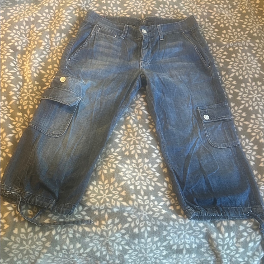 7 For All Mankind Blue Cropped Jeans